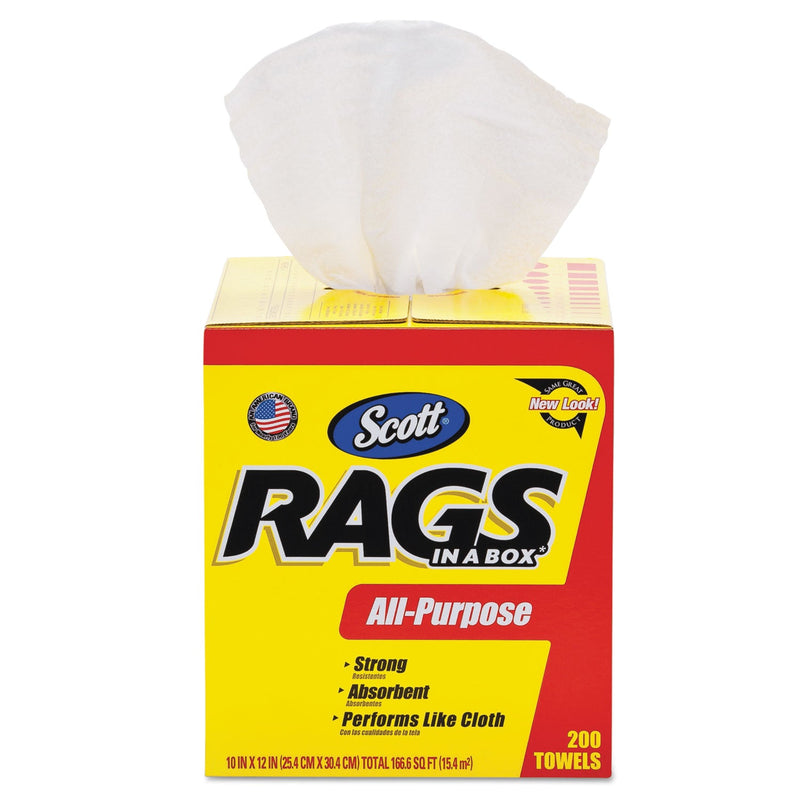 Scott Rags in a Box, POP-UP Box, 10 x 12, White, 200/Box