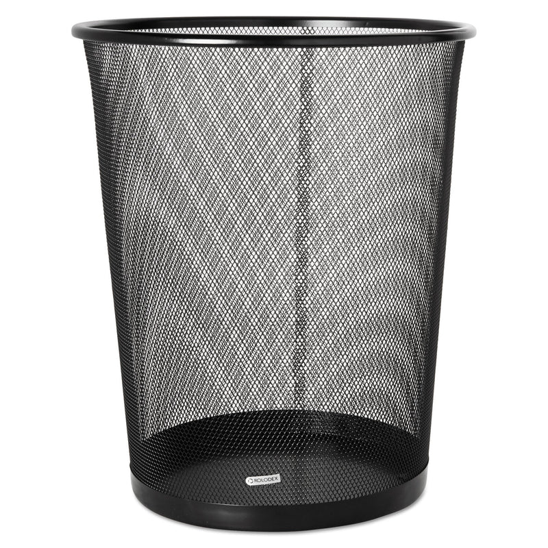 Rolodex Steel Round Mesh Trash Can, 4.5 gal, Black