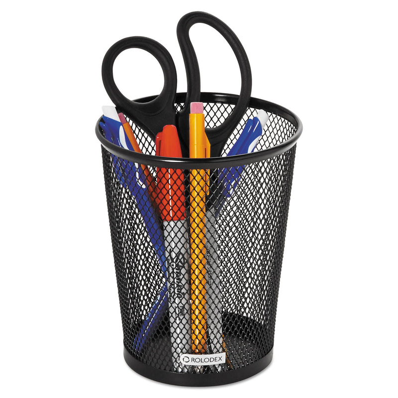 Rolodex Nestable Jumbo Wire Mesh Pencil Cup, 4.38" Diameter x 5.4"h, Black