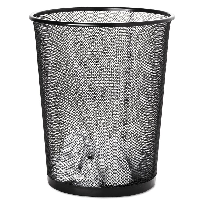 Rolodex Steel Round Mesh Trash Can, 4.5 gal, Black