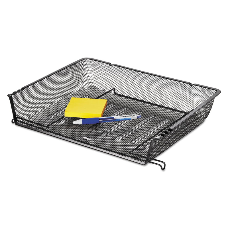 Rolodex Mesh Stacking Side Load Tray, 1 Section, Letter Size Files, 14.25" x 10.13" x 2.75", Black
