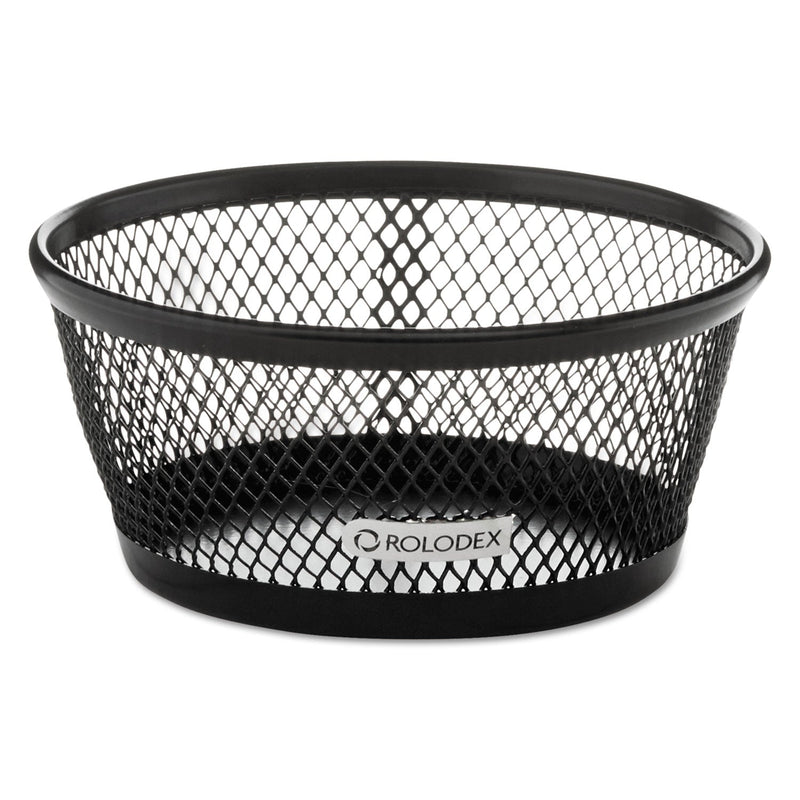 Rolodex Mesh Jumbo Nestable Paper Clip Dish, Wire Mesh, 4.3" Diameter x 2"h,  Black