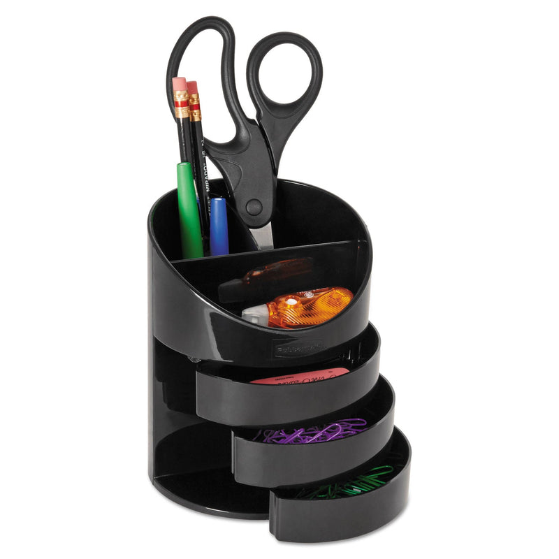 Rubbermaid Small Storage Divided Pencil Cup, Plastic, 4.5" Diameter x 5.69"h, Black