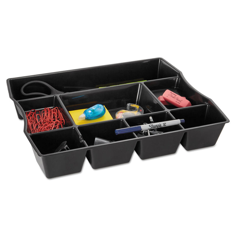 Rubbermaid Regeneration Deep Drawer Organizer, Eight Compartments, 14.88 x 11.88 x 2.5, Plastic, Black