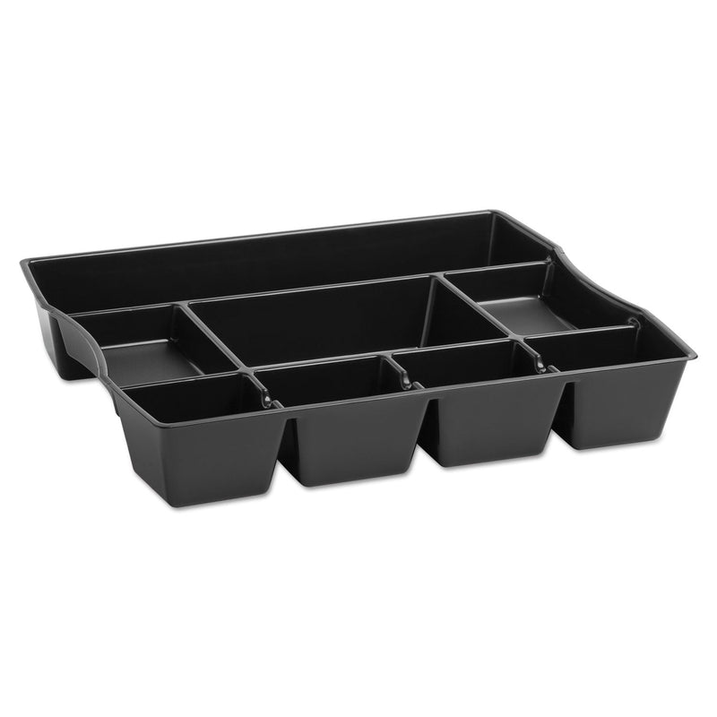 Rubbermaid Regeneration Deep Drawer Organizer, Eight Compartments, 14.88 x 11.88 x 2.5, Plastic, Black