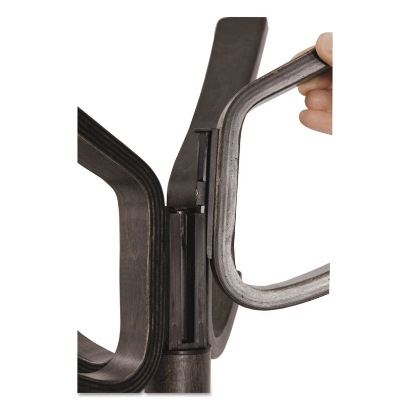 Alba Cafe Wood Coat Stand, Ten Peg/Five Hook, 21.67w x 21.67d x 69.33h, Espresso Brown