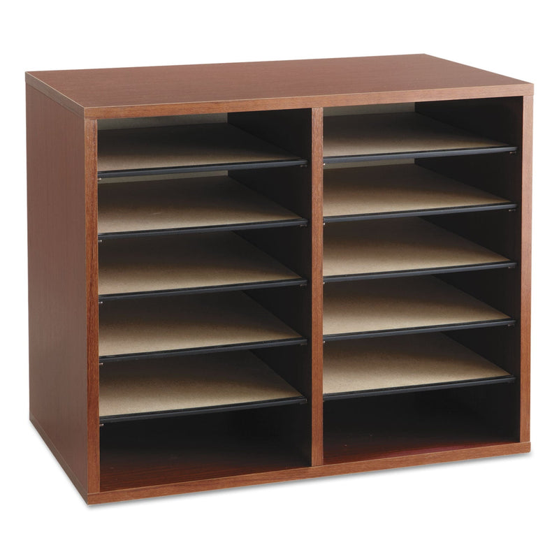 Safco Fiberboard Literature Sorter, 12 Compartments, 19.63 x 11.88 x 16.13, Cherry