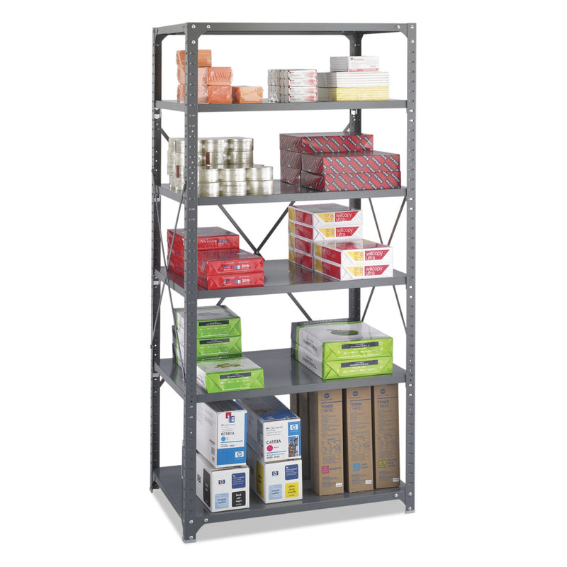 Safco Commercial Steel Shelving Unit, Six-Shelf, 36w x 24d x 75h, Dark Gray