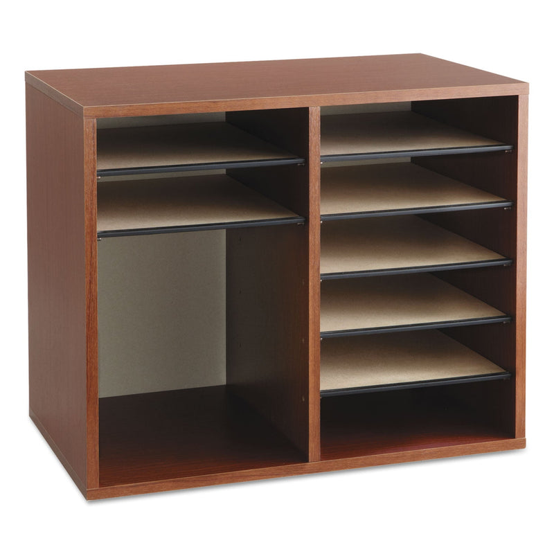Safco Fiberboard Literature Sorter, 12 Compartments, 19.63 x 11.88 x 16.13, Cherry