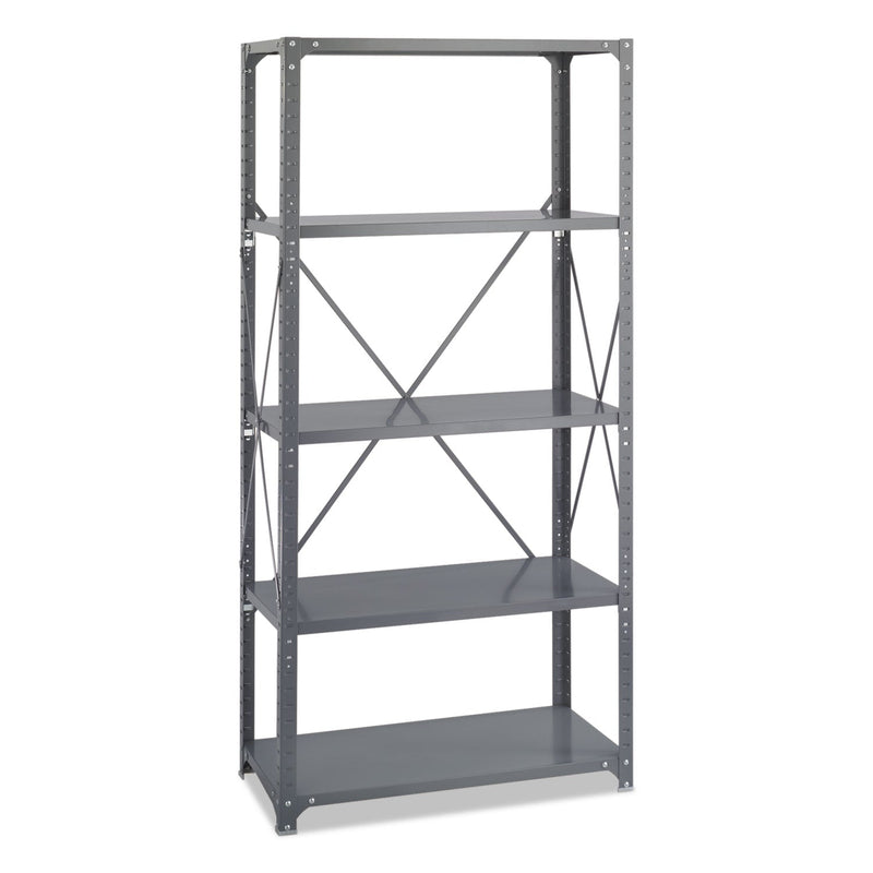 Safco Commercial Steel Shelving Unit, Five-Shelf, 36w x 18d x 75h, Dark Gray