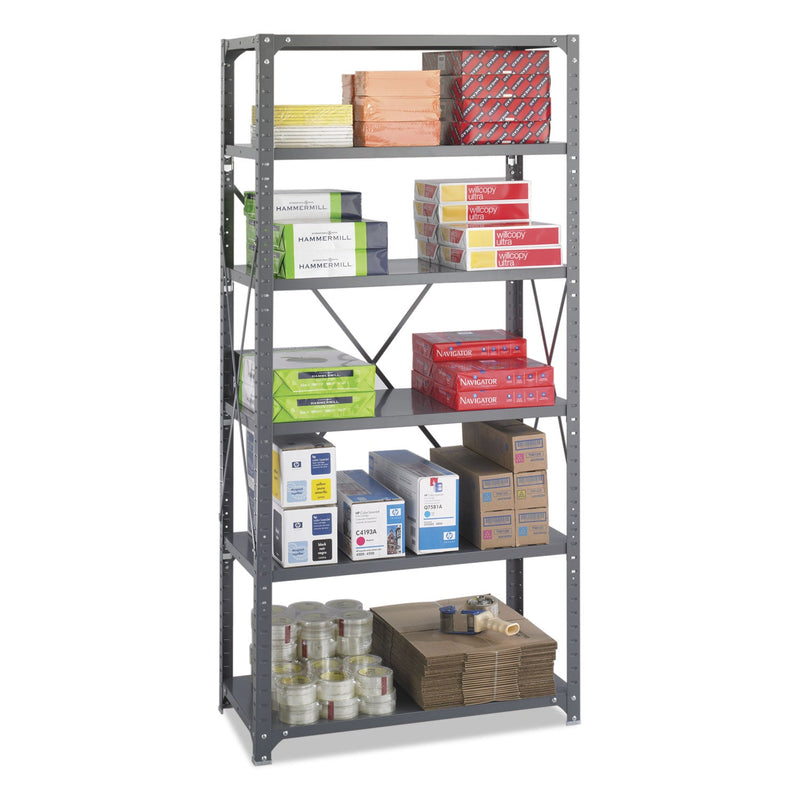 Safco Commercial Steel Shelving Unit, Six-Shelf, 36w x 18d x 75h, Dark Gray