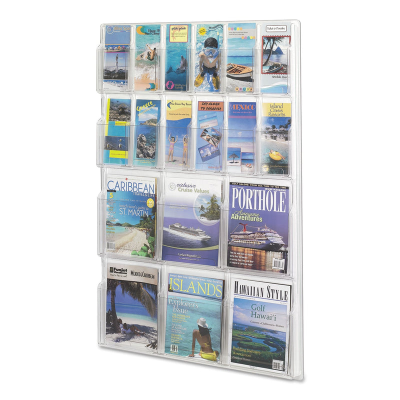 Safco Reveal Clear Literature Displays, 18 Compartments, 30w x 2d x 45h, Clear