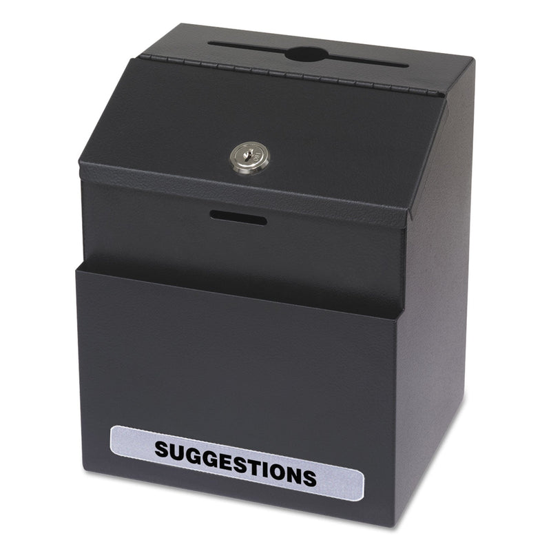 Safco Steel Suggestion/Key Drop Box with Locking Top, 7 x 6 x 8.5, Black Powder Coat Finish