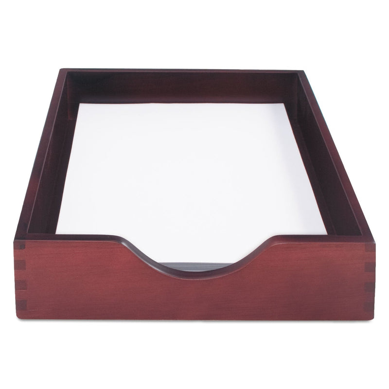 Carver Hardwood Stackable Desk Trays, 1 Section, Letter Size Files, 10.25" x 12.5" x 2.5", Mahogany