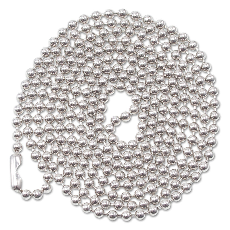 Advantus ID Badge Holder Chain, Metal Ball Chain Fastener, 36" Long, Nickel Plated, 100/Box