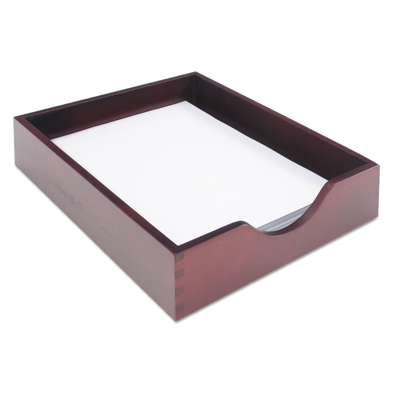 Carver Hardwood Stackable Desk Trays, 1 Section, Letter Size Files, 10.25" x 12.5" x 2.5", Mahogany