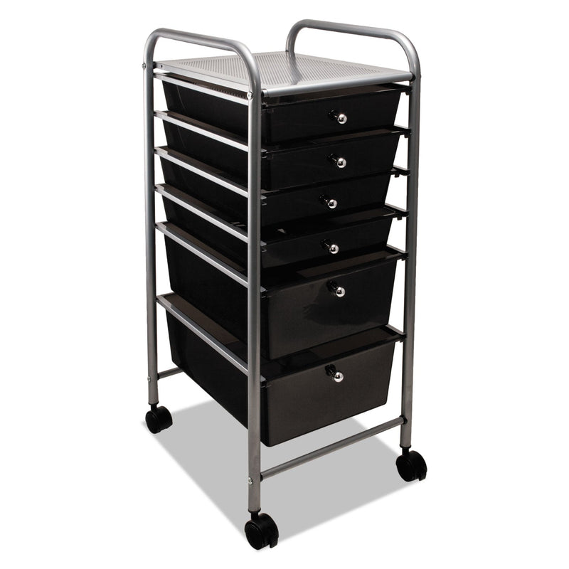 Advantus Portable Drawer Organizer, Metal, 1 Shelf, 6 Drawers, 13" x 15.38" x 32.13", Matte Gray/Smoke