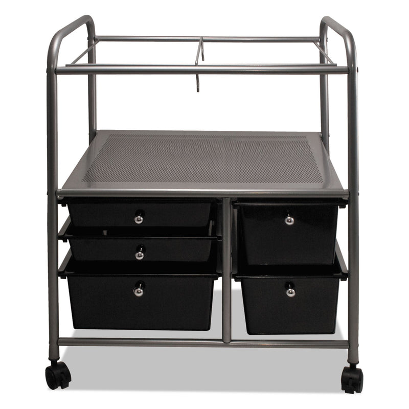 Advantus Letter/Legal File Cart with Five Storage Drawers, Metal, 5 Drawers, 21.63" x 15.25" x 28.63", Matte Gray/Black
