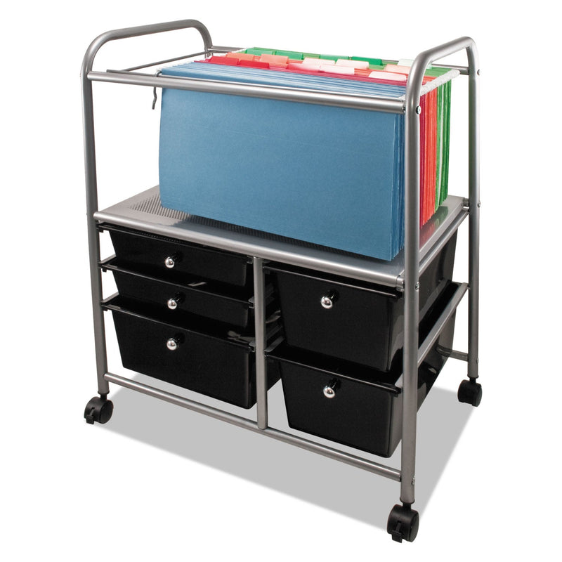 Advantus Letter/Legal File Cart with Five Storage Drawers, Metal, 5 Drawers, 21.63" x 15.25" x 28.63", Matte Gray/Black