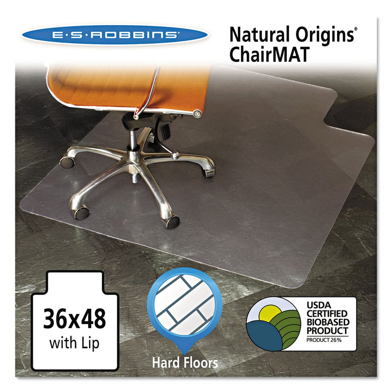 ES Robbins Natural Origins Chair Mat with Lip For Hard Floors, 36 x 48, Clear