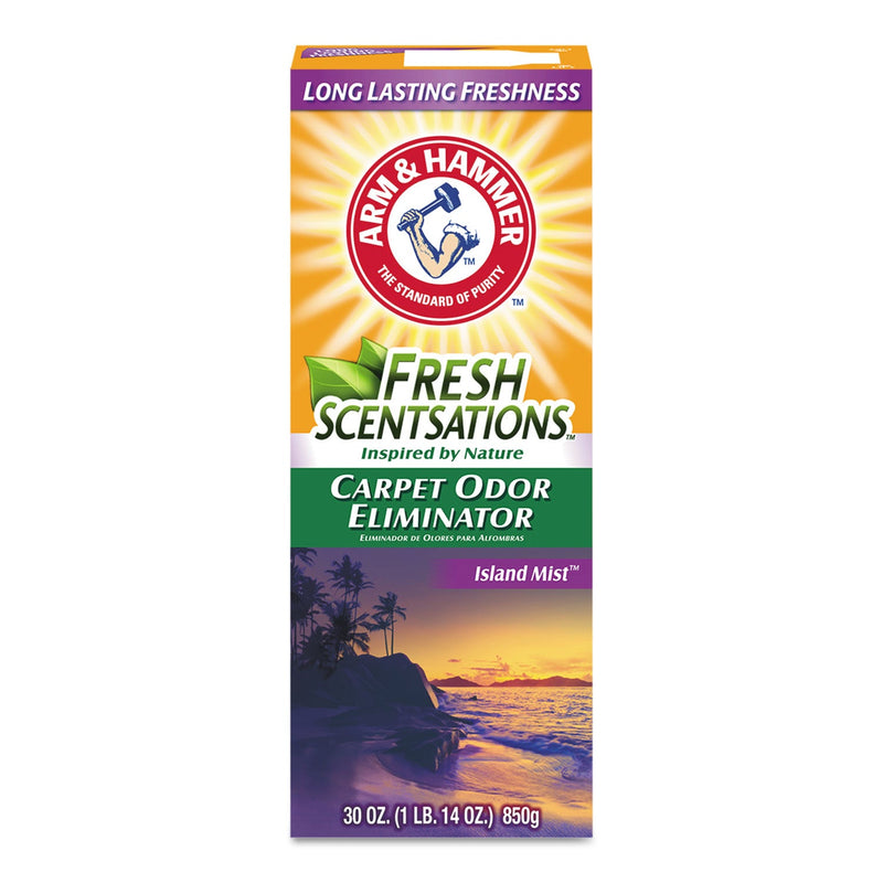 Arm & Hammer Fresh Scentsations Carpet Odor Eliminator, Island Mist, 30 oz Box, 6/Carton