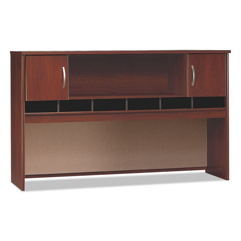 Bush Series C Collection 2 Door 72W Hutch, Box 1 of 2, 71.13w x 15.38d x 43.13h, Hansen Cherry/Graphite Gray