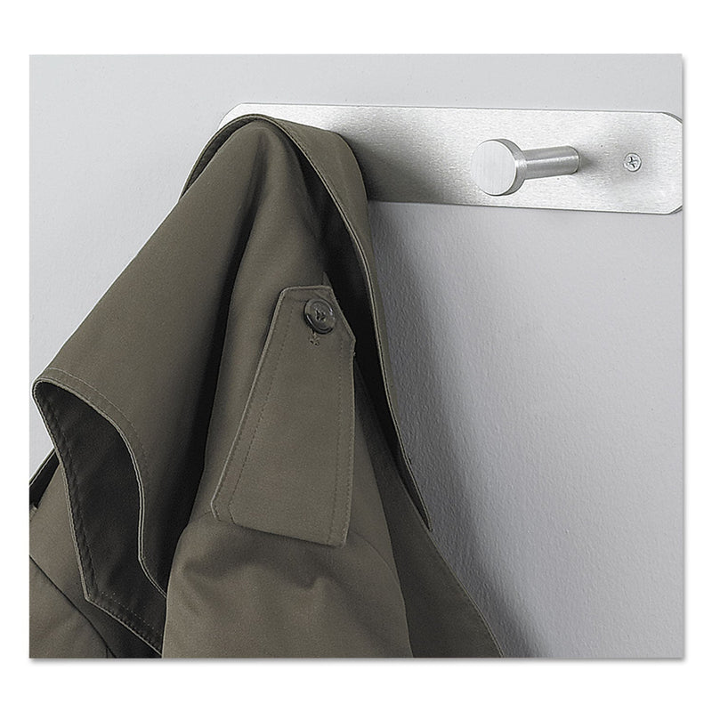 Safco Nail Head Wall Coat Rack, Two Hooks, Metal, 12w x 2.75d x 2h, Satin