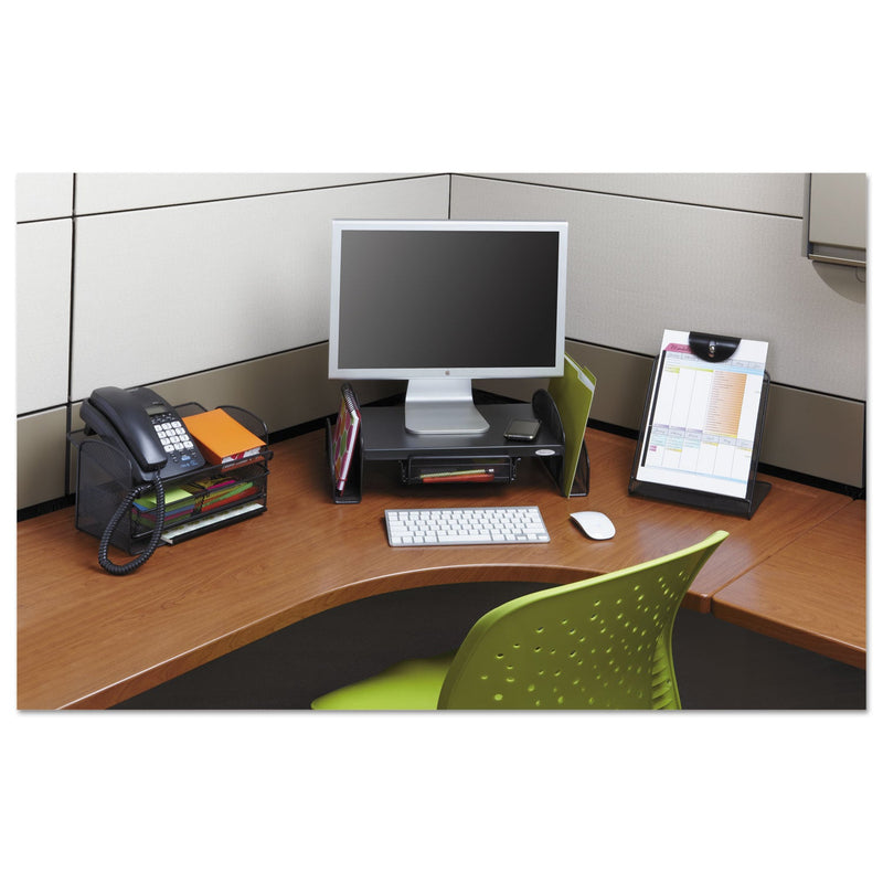 Safco Onyx Angled Mesh Steel Telephone Stand, 11.75 x 9.25 x 7, Black