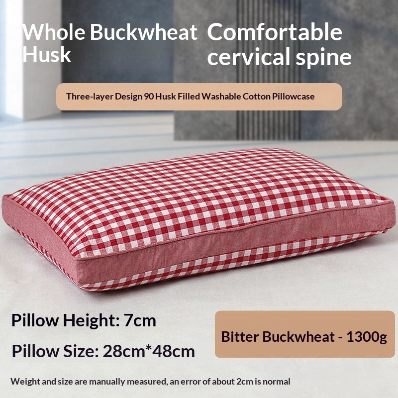 Buckwheat Cervical Pillow – All-Cotton Washable Neck Support for Deep Sleep