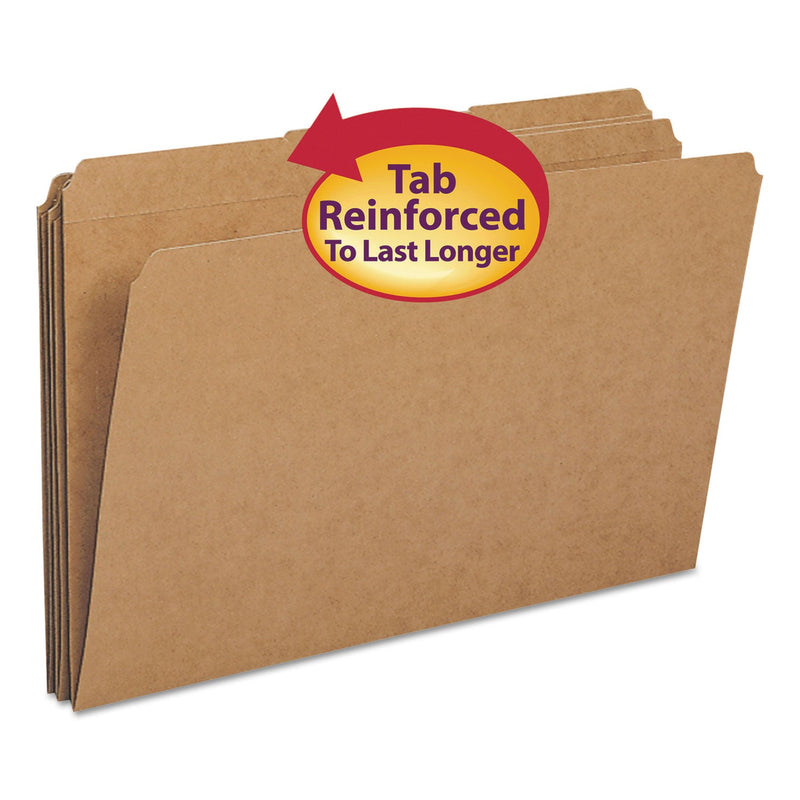 Smead Heavyweight Kraft File Folder, 1/3-Cut Tabs: Assorted, Legal Size, 0.75" Expansion, 11-pt Kraft, Brown, 100/Box
