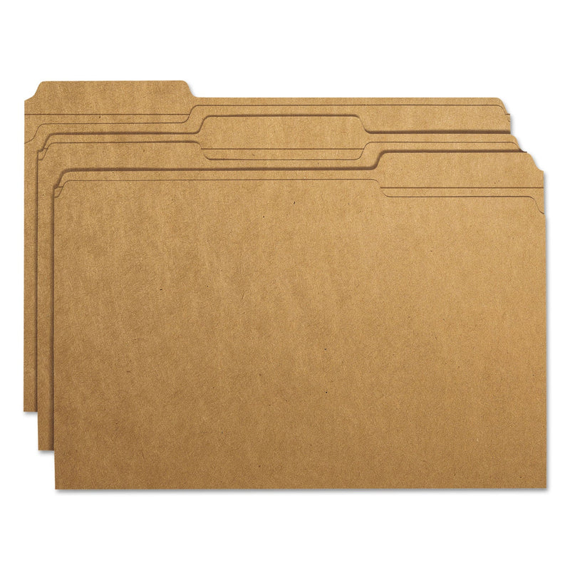 Smead Heavyweight Kraft File Folder, 1/3-Cut Tabs: Assorted, Legal Size, 0.75" Expansion, 11-pt Kraft, Brown, 100/Box