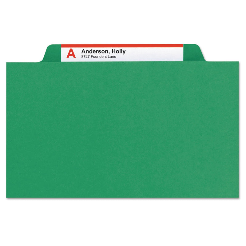 Smead Expanding Recycled Heavy Pressboard Folders, 1/3-Cut Tabs: Assorted, Letter Size, 1" Expansion, Green, 25/Box