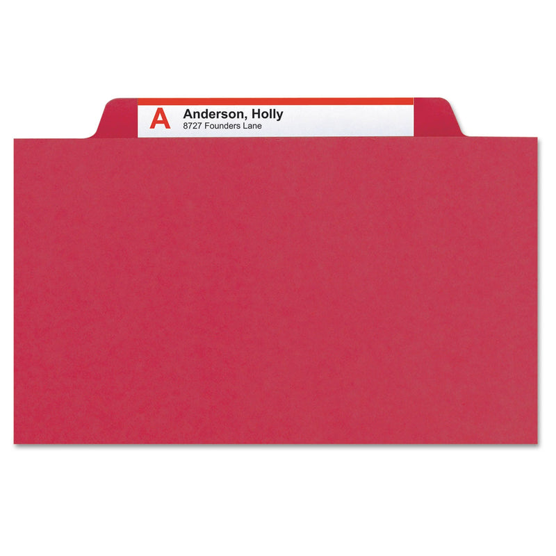 Smead Expanding Recycled Heavy Pressboard Folders, 1/3-Cut Tabs: Assorted, Letter Size, 1" Expansion, Bright Red, 25/Box