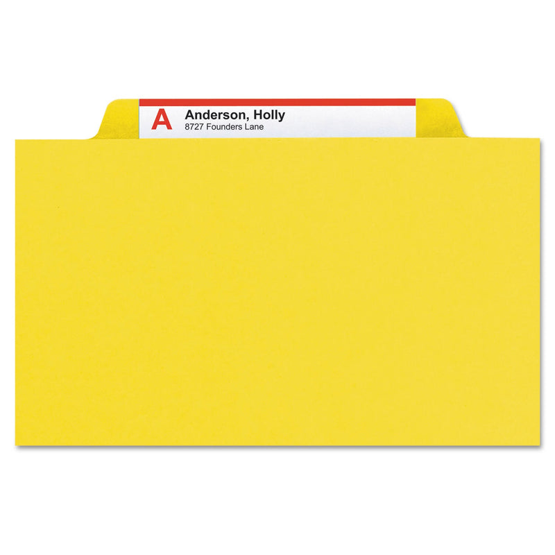 Smead Expanding Recycled Heavy Pressboard Folders, 1/3-Cut Tabs: Assorted, Letter Size, 1" Expansion, Yellow, 25/Box
