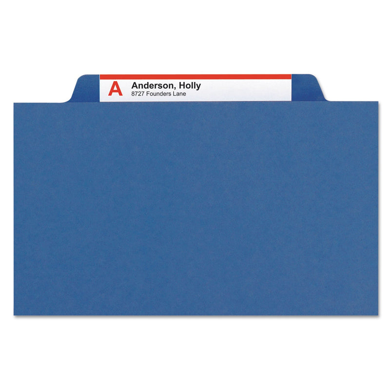 Smead Expanding Recycled Heavy Pressboard Folders, 1/3-Cut Tabs: Assorted, Letter Size, 1" Expansion, Dark Blue, 25/Box