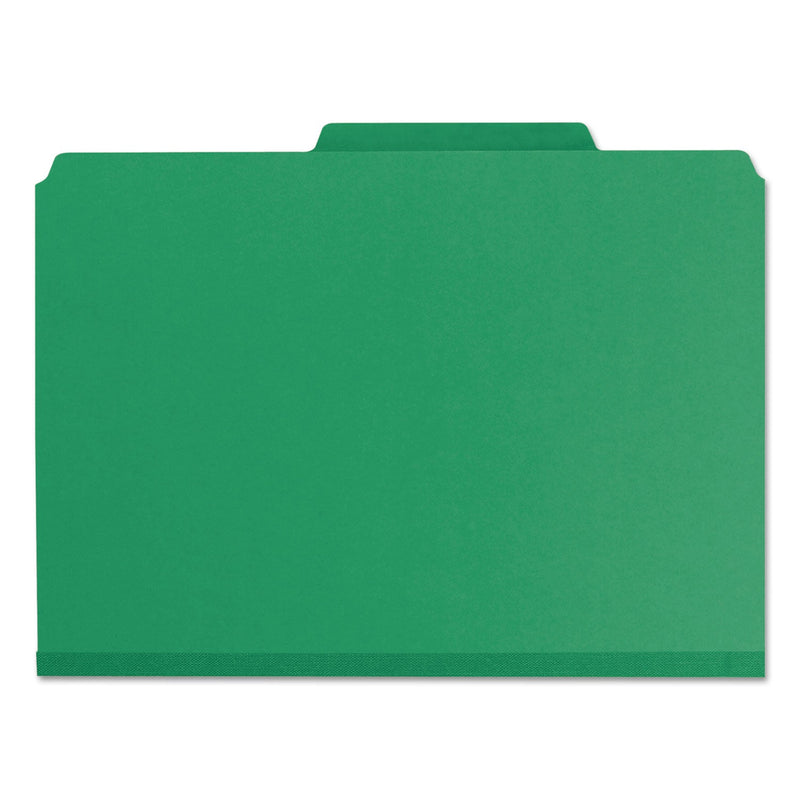 Smead Expanding Recycled Heavy Pressboard Folders, 1/3-Cut Tabs: Assorted, Letter Size, 1" Expansion, Green, 25/Box