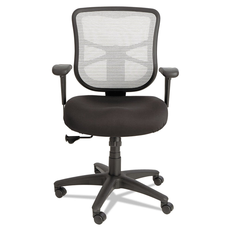 Alera Elusion Series Mesh Mid-Back Swivel/Tilt Chair, Supports 275lb, 17.9" to 21.8" Seat, Black Seat, White Back, Black Base