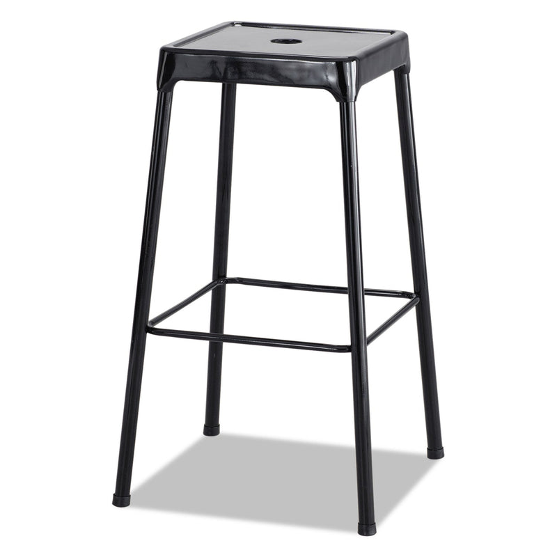 Safco Bar-Height Steel Stool, Backless, Supports Up to 250 lb, 29" Seat Height, Black