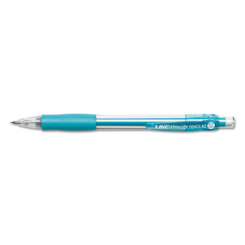BIC Velocity Original Mechanical Pencil, 0.9 mm, HB (#2.5), Black Lead, Turquoise Barrel, Dozen