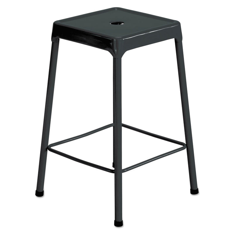 Safco Counter-Height Steel Stool, Backless, Supports Up to 250 lb, 25" Seat Height, Black