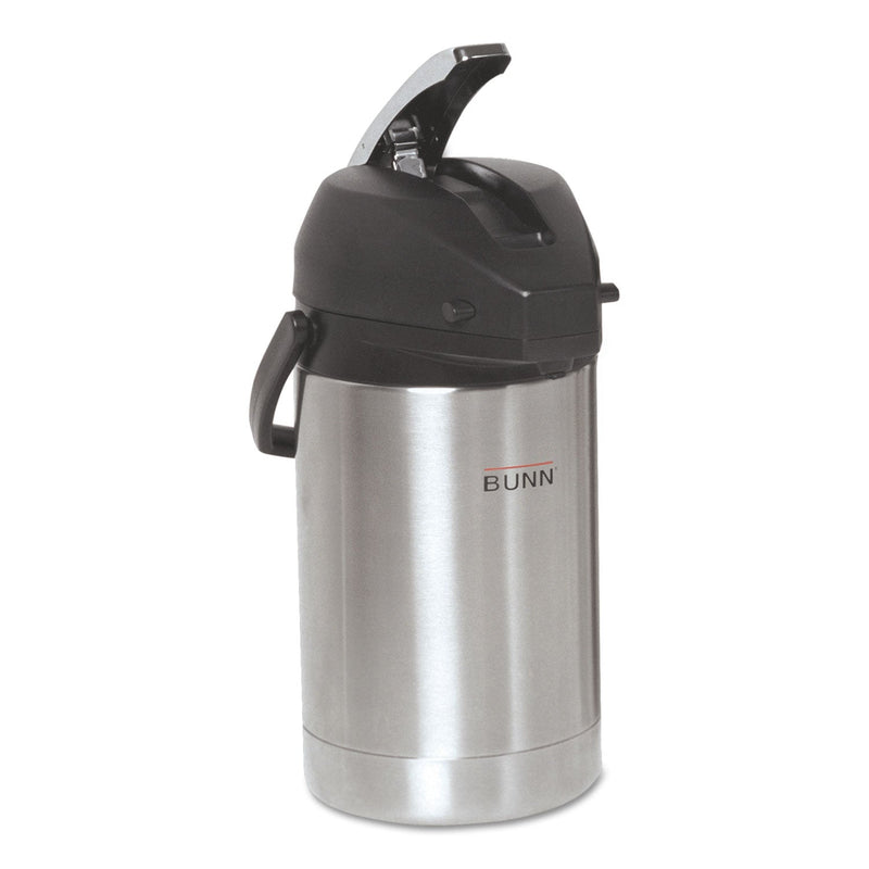 BUNN 2.5 Liter Lever Action Airpot, Stainless Steel/Black