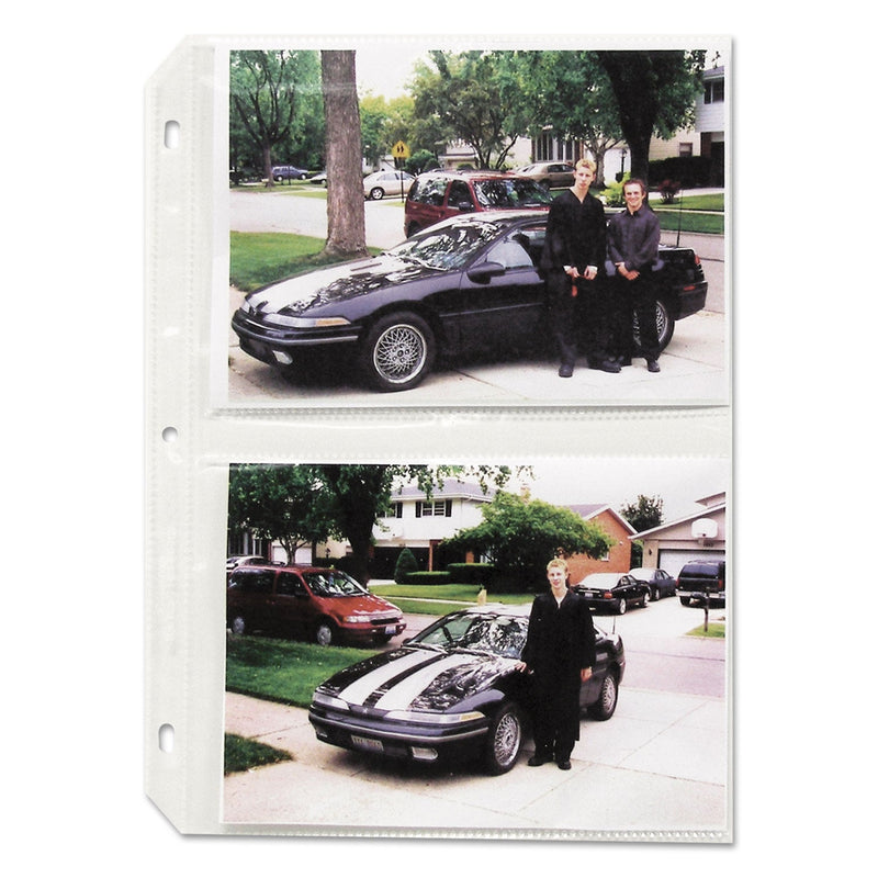 C-Line Clear Photo Pages for Four 5 x 7 Photos, 3-Hole Punched, 11.25 x 8.13, 50/Box