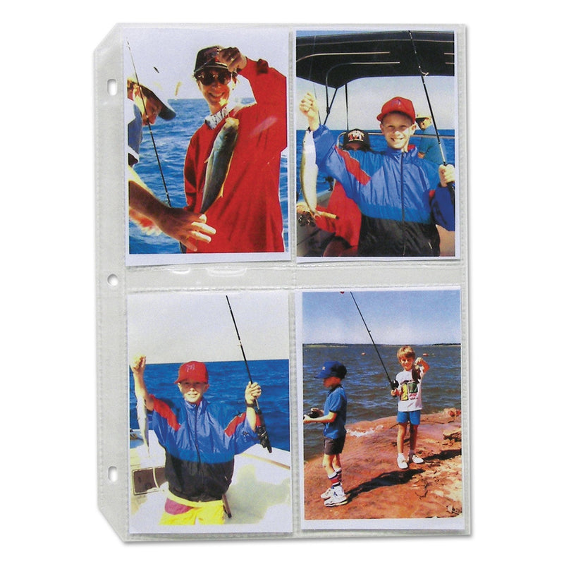 C-Line Clear Photo Pages for Eight 3.5 x 5 Photos, 3-Hole Punched, 11.25 x 8.13, 50/Box