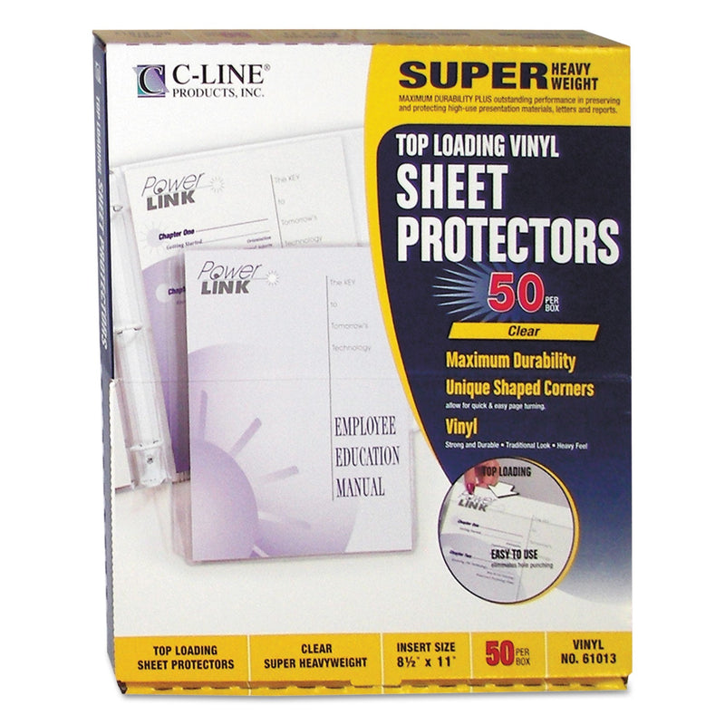 C-Line Super Heavyweight Vinyl Sheet Protectors, Clear, 2 Sheets, 11 x 8.5, 50/Box