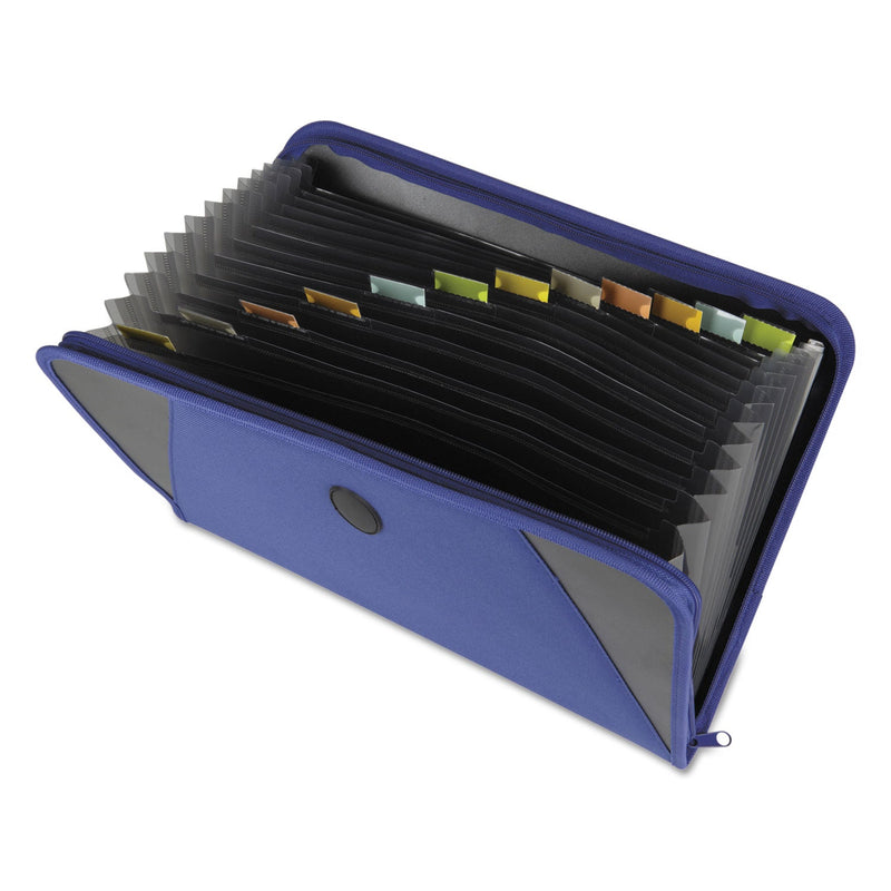 C-Line Expanding File with Zipper Closure, 2" Expansion, 13 Sections, Zipper Closure, 1/12-Cut Tabs, Letter Size, Blue