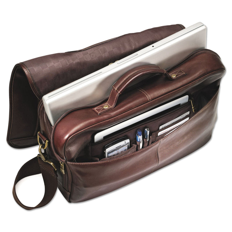 Samsonite Leather Flapover Case, Fits Devices Up to 15.6", Leather, 16 x 6 x 13, Brown