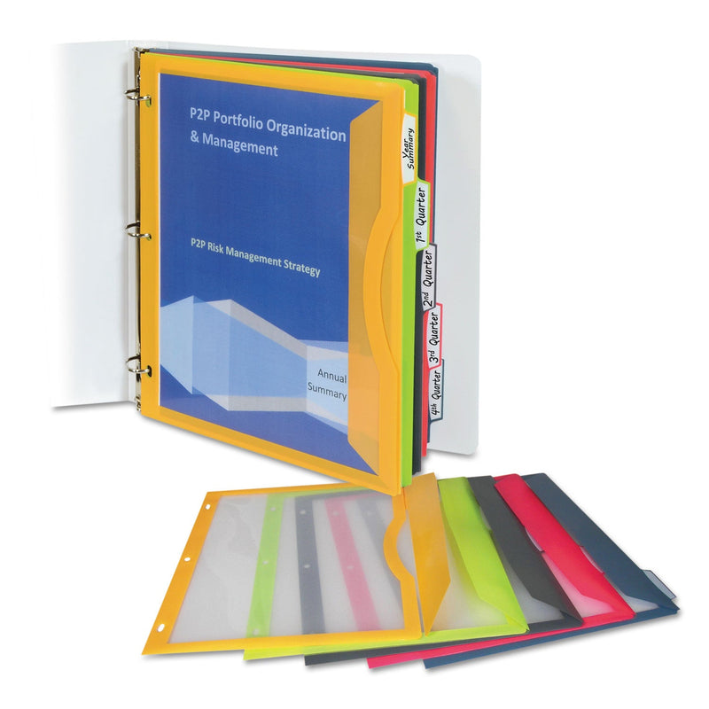 C-Line Binder Pocket With Write-On Index Tabs, 9.88 x 11.38, Assorted, 5/Set