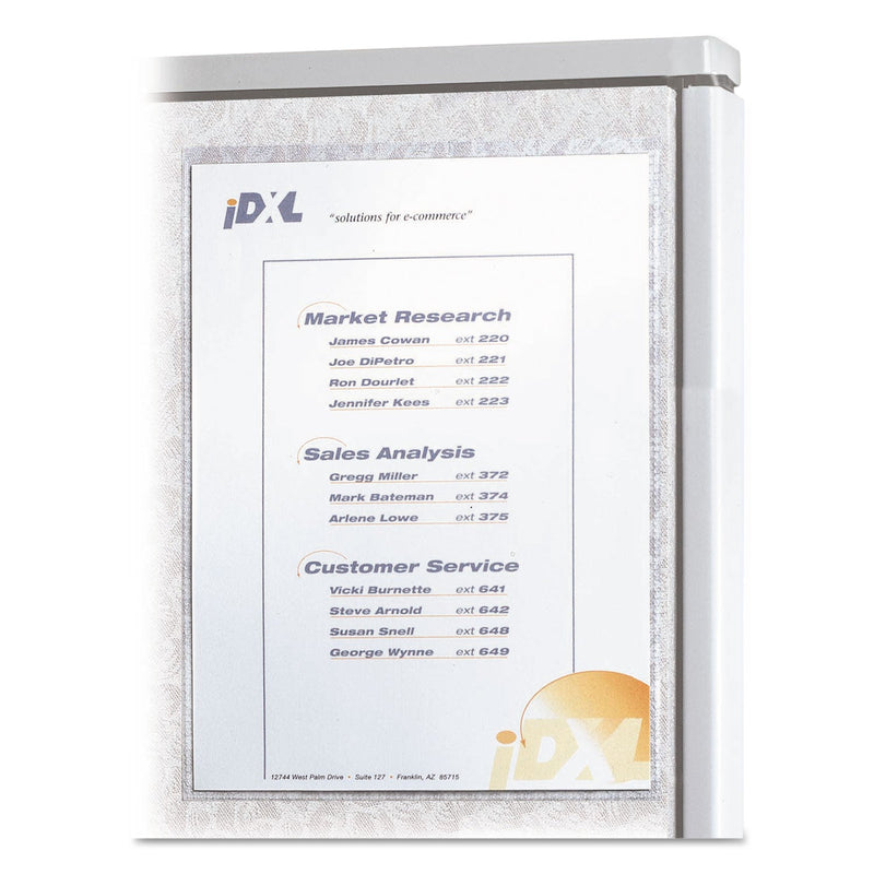 C-Line Cubicle Keepers Hook and Loop-Backed Display, 9.2 x 11.41, Velcro Mount, Clear, 25/Pack