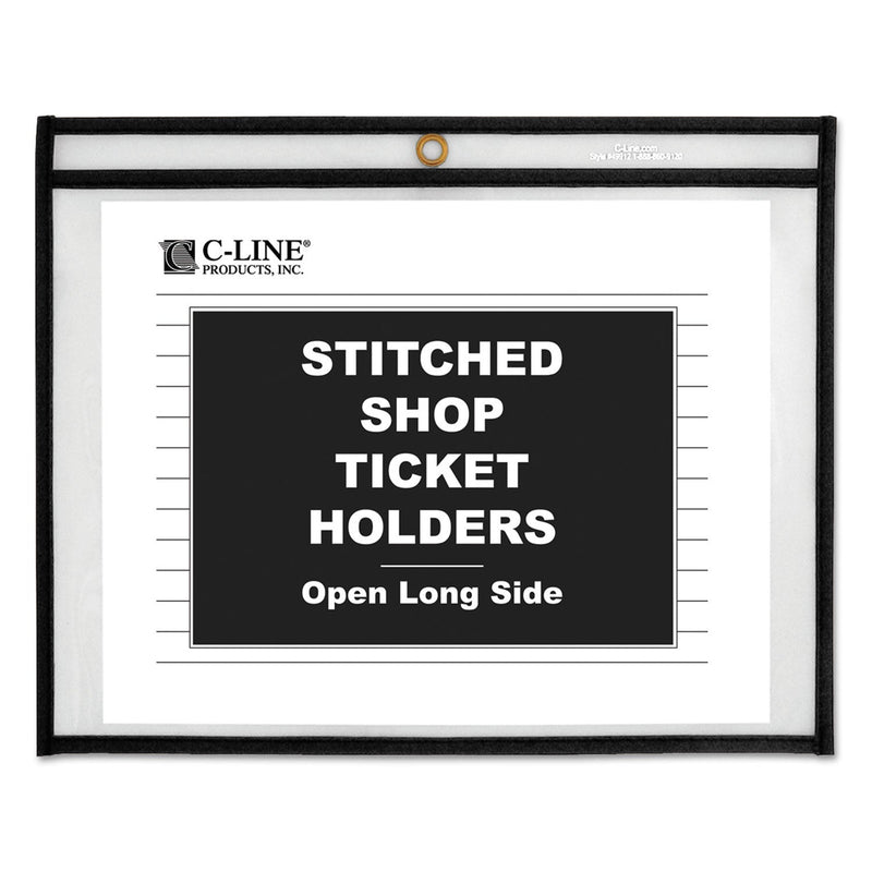 C-Line Shop Ticket Holders, Stitched, Both Sides Clear, 75 Sheets, 12 x 9, 25/Box