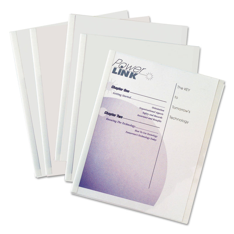 C-Line Vinyl Report Covers with Binding Bars, 0.13" Capacity,  8.5 x 11, Clear/Clear, 50/Box